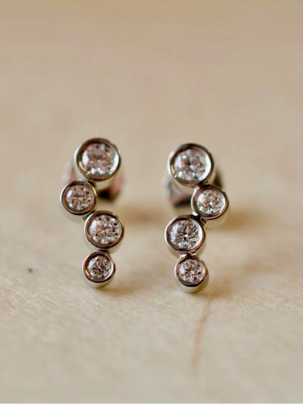 Silver Cubic Zirconia Cluster Stud Earrings - Picture 2 of 6